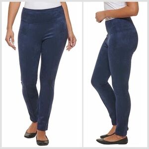 ANDREW Marc Navy Faux Suede Front Pleat Pull On Legging Pants Women’s Size Small